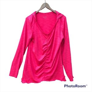 CALVIN Klein Hoodie Performance Quick Sweatshirt Ruching Pink Sz. Large